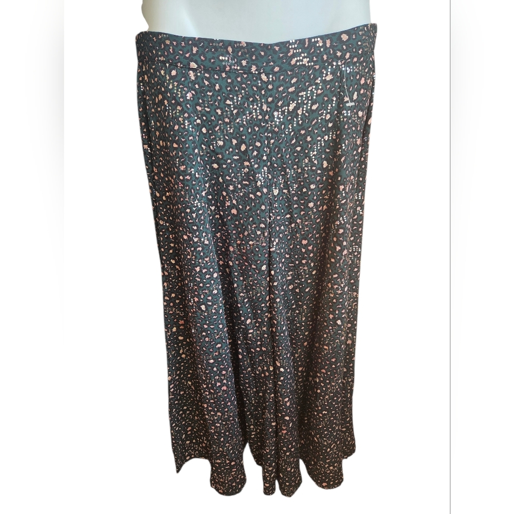 SABINA MUSAYEV Green Black Animal Print Maxi Skirt Size L